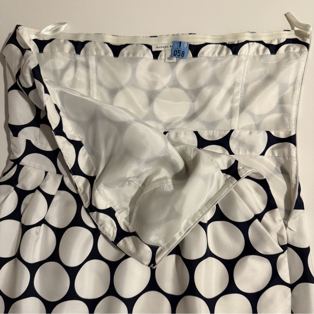 Banana Republic 100% Silk Strapless Sheath Dress Polka Dot Pockets Retro Mod 12 - Picture 10 of 16